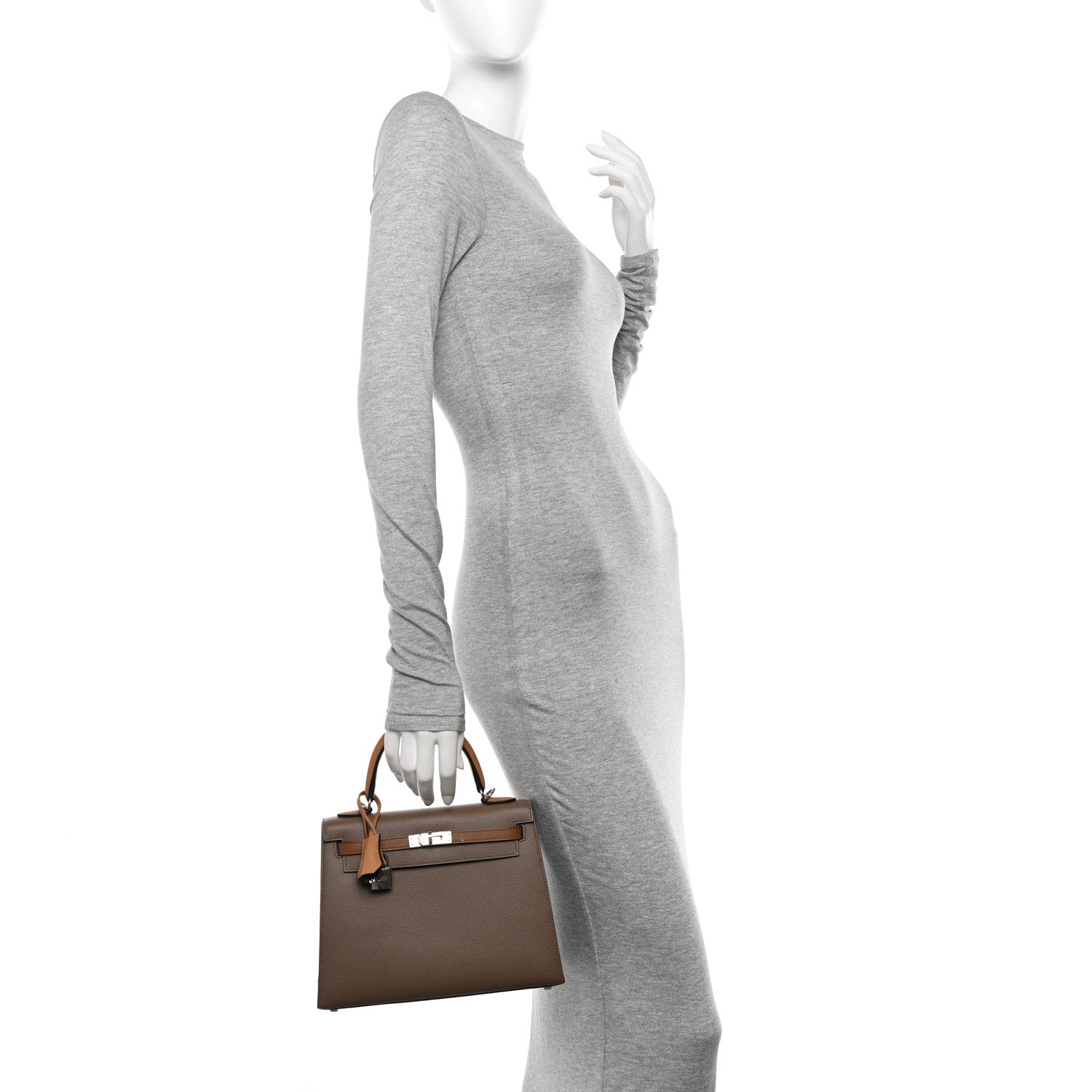 Hermes Epsom Tri-Color Kelly Sellier 25 Etoupe Alezan Biscuit 2 of 11