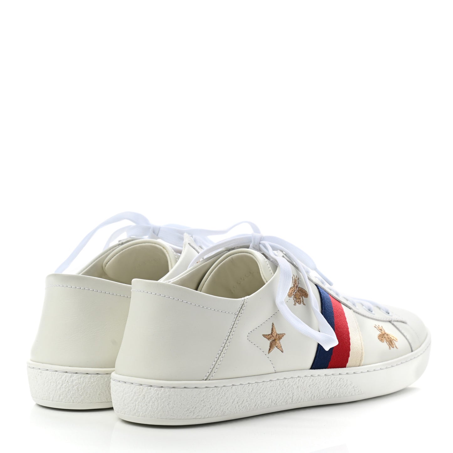 Calfskin Bee Star Embroidered Sylvie Web Ace Sneakers 40 White