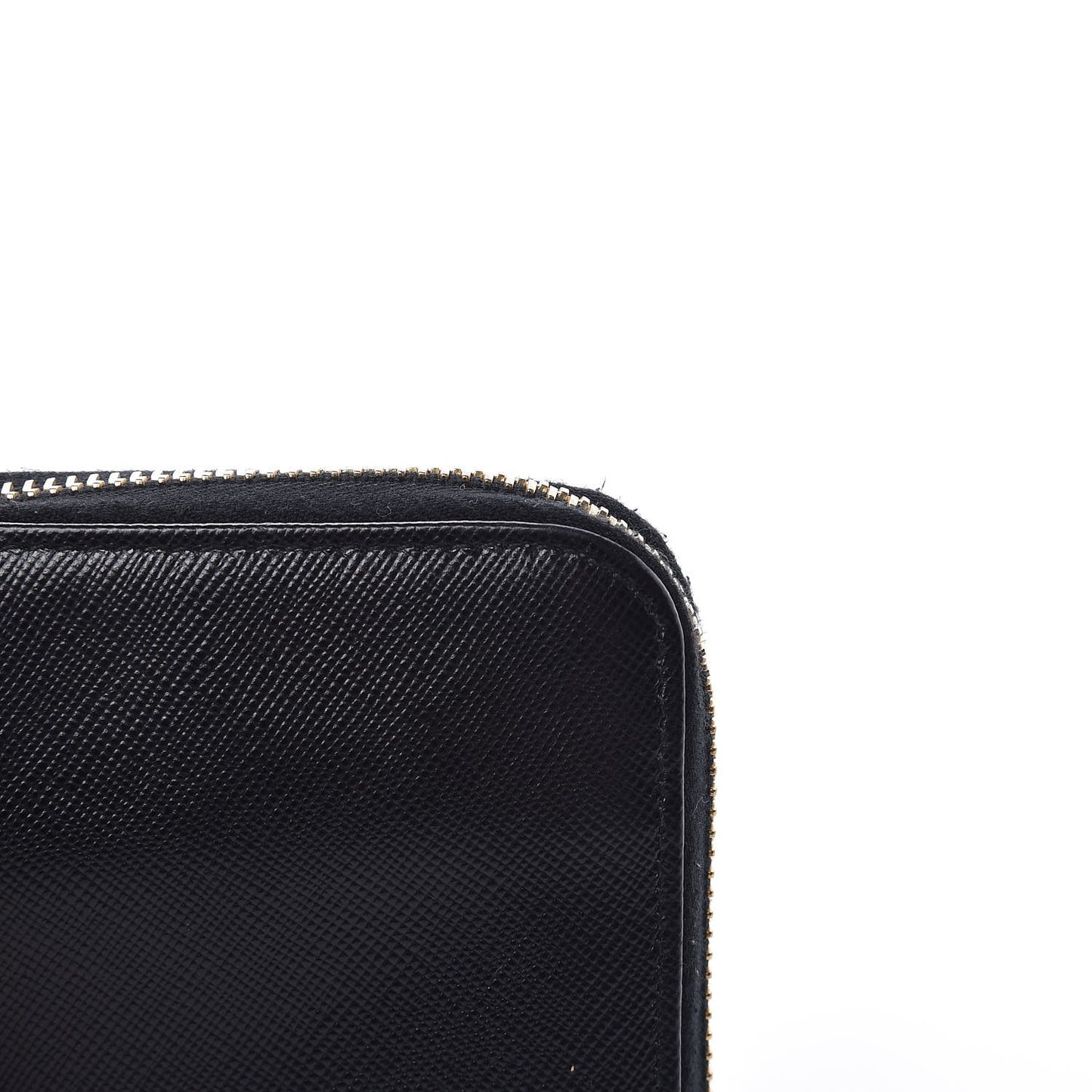 Saffiano Metal Zip Around Wallet Black