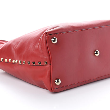 Valentino Garavani Vitello Rockstud Dome Satchel Red 6 of 7