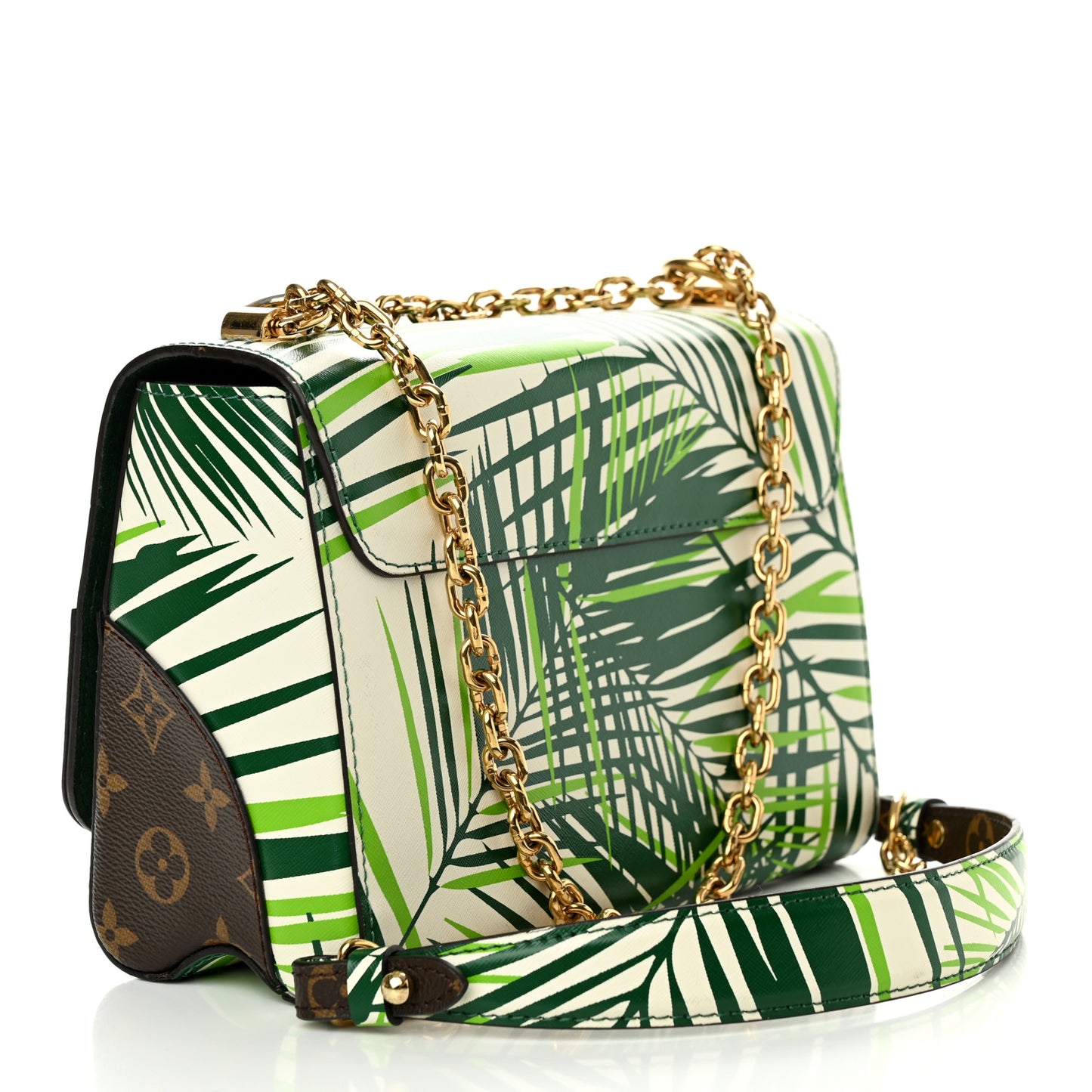 Monogram Palm Twist Shoulder Bag MM Vert White