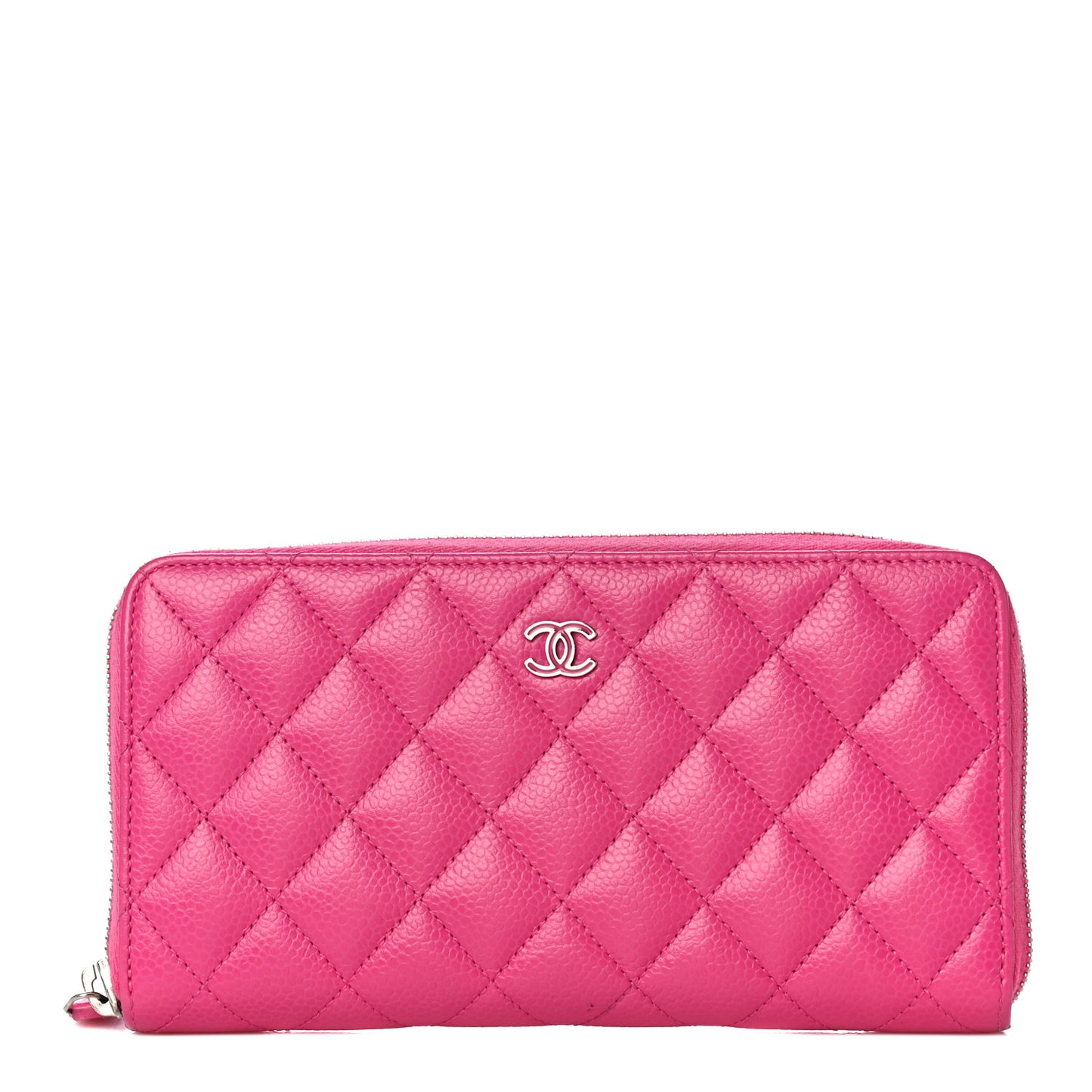 Caviar Quilted Large Gusset Zip Around Wallet Pink