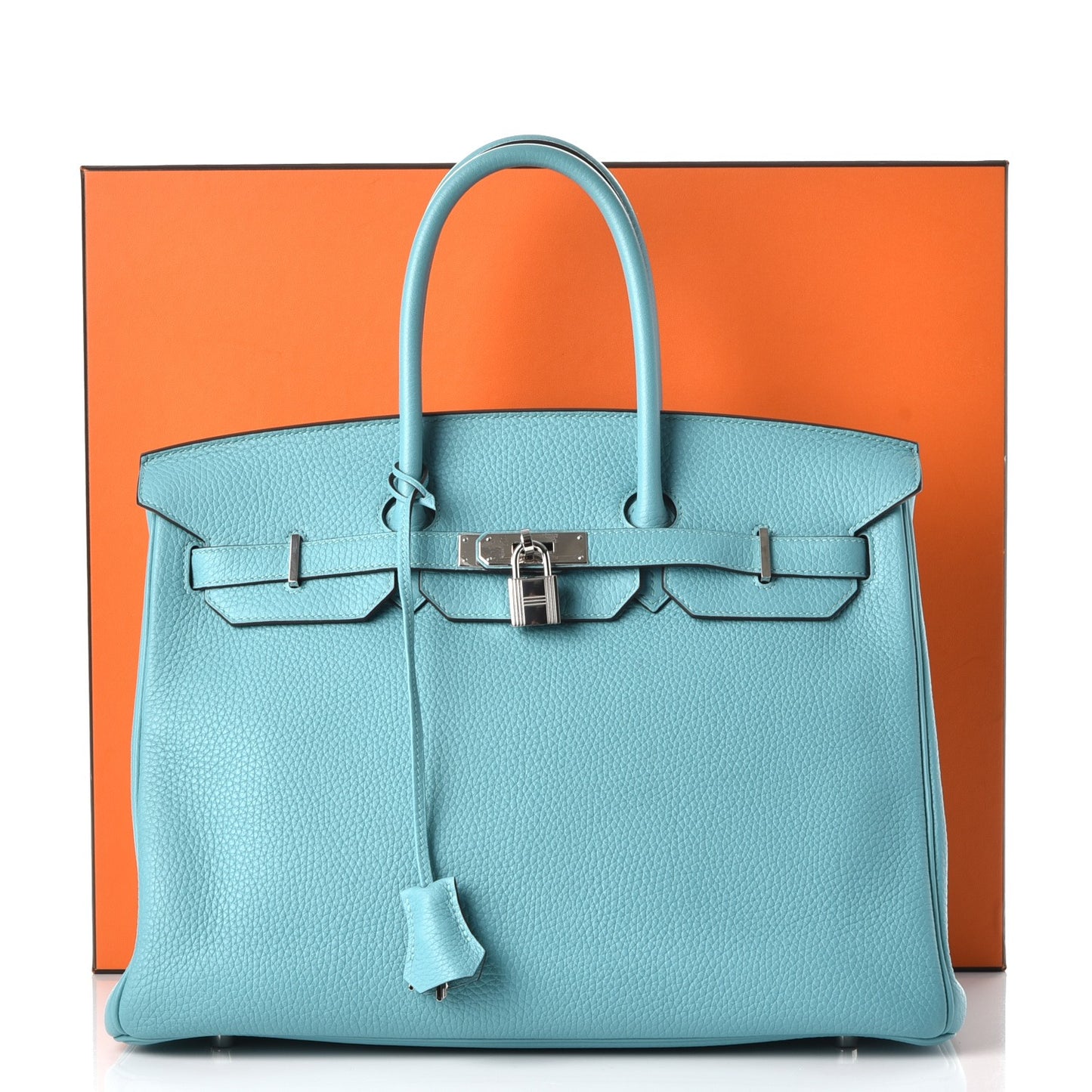 Taurillon Clemence Birkin 35 Bleu Atoll