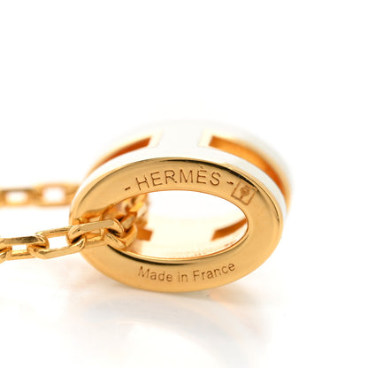 Hermes Lacquered Gold Mini Pop H Pendant Necklace White 5 of 5