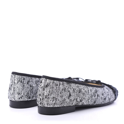 Chanel Tweed Sequin Cap Toe Ballerina Flats 36 Black Blue 4 of 9