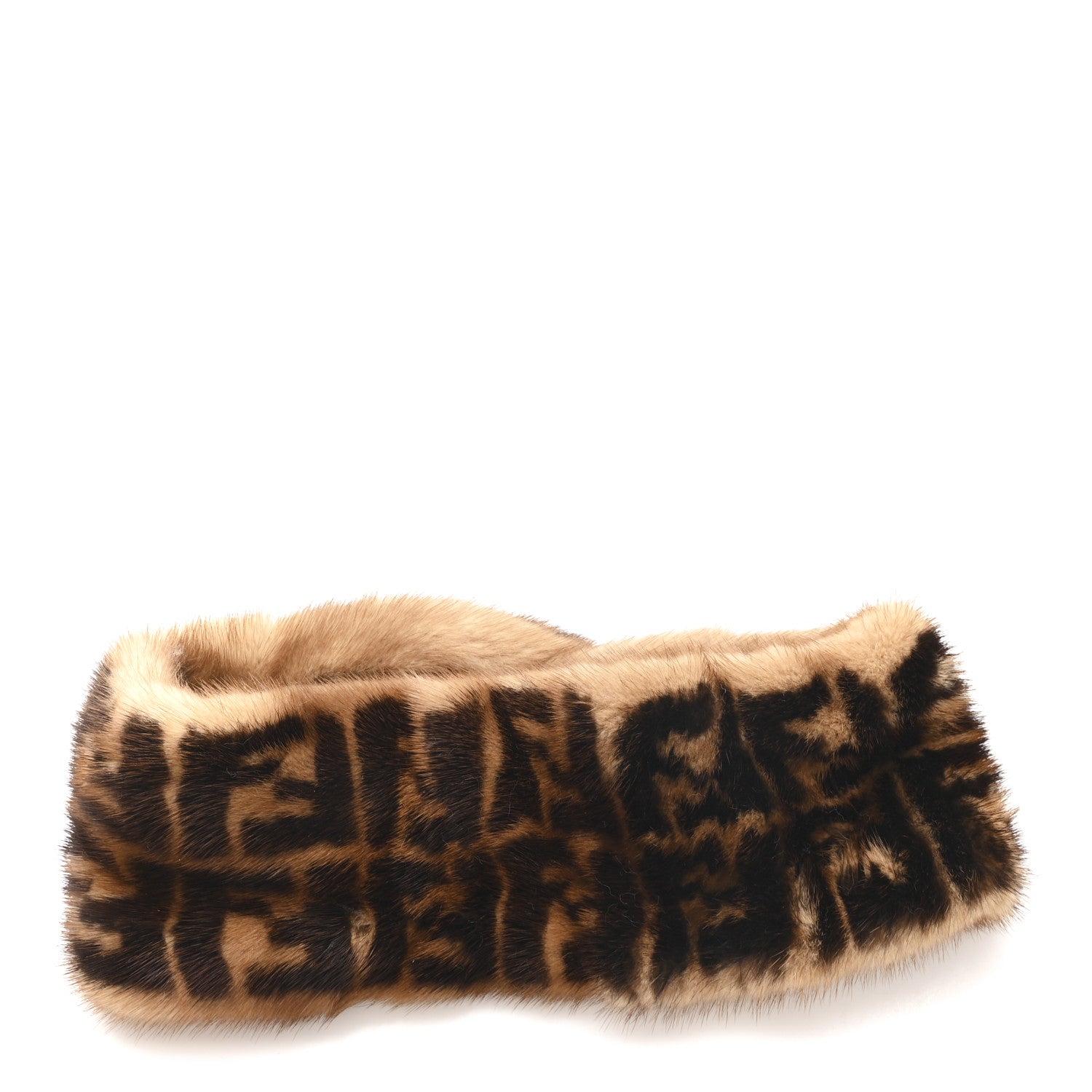 Fendi Mink Fur FF Logo Headband M Tobacco 3 of 6