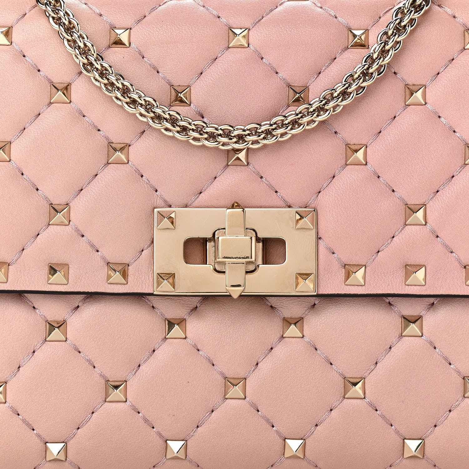 Valentino Garavani Nappa Rockstud Spike Wallet on Chain Water Rose 6 of 9