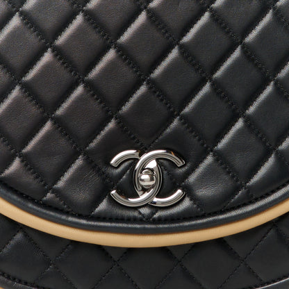 Chanel Lambskin Quilted Large Classic Twist Crescent Flap Black Beige 9 of 12