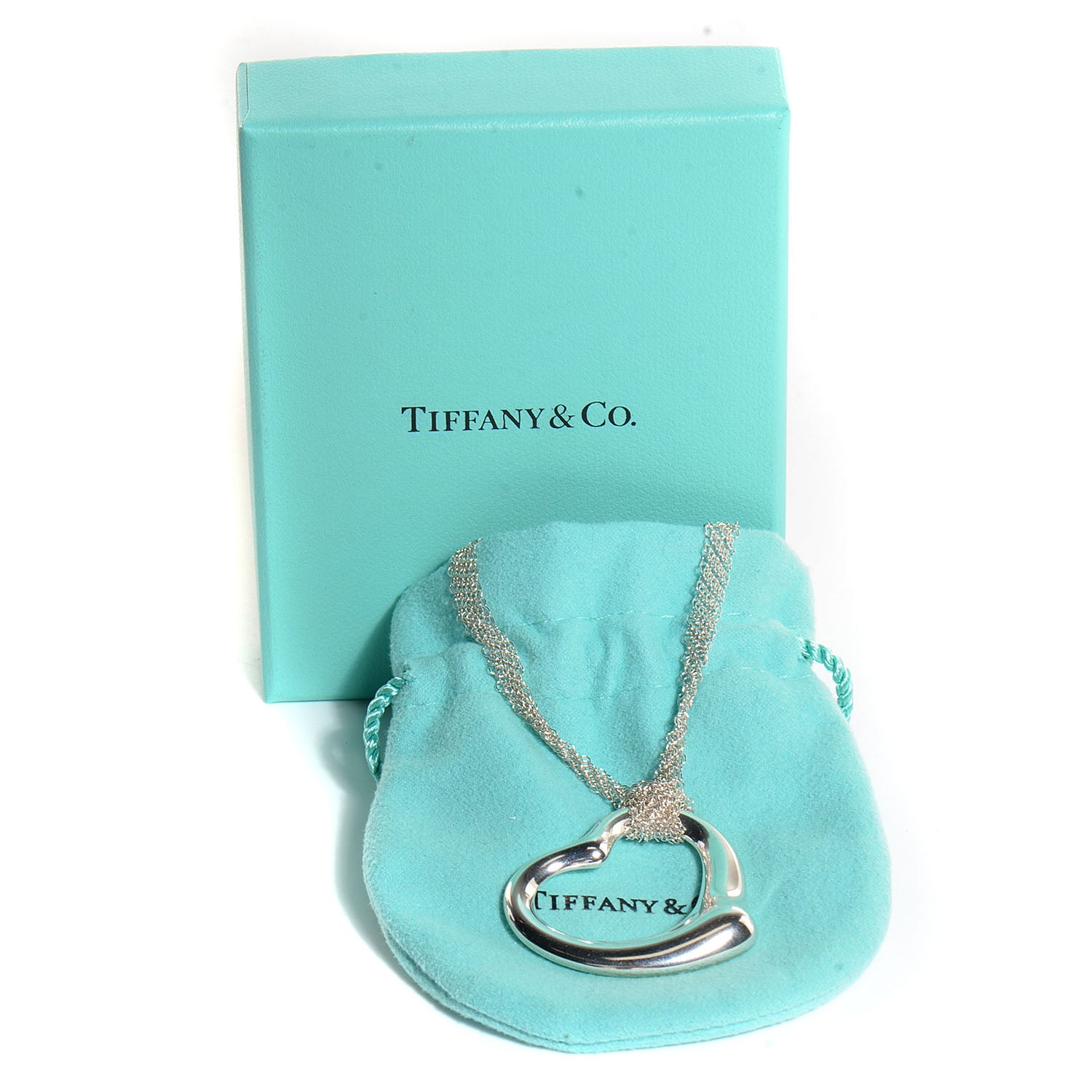Tiffany Sterling Silver Open Heart Mesh Necklace 6 of 6