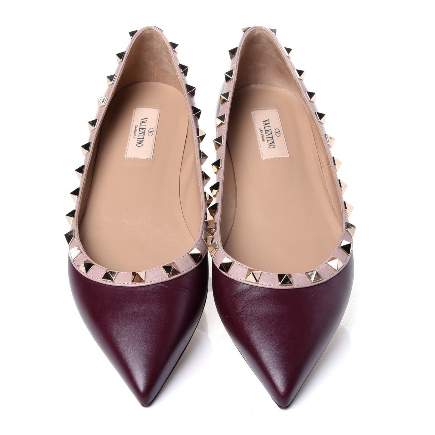 Nappa Rockstud Ballerina Flats 39 Rubin Poudre
