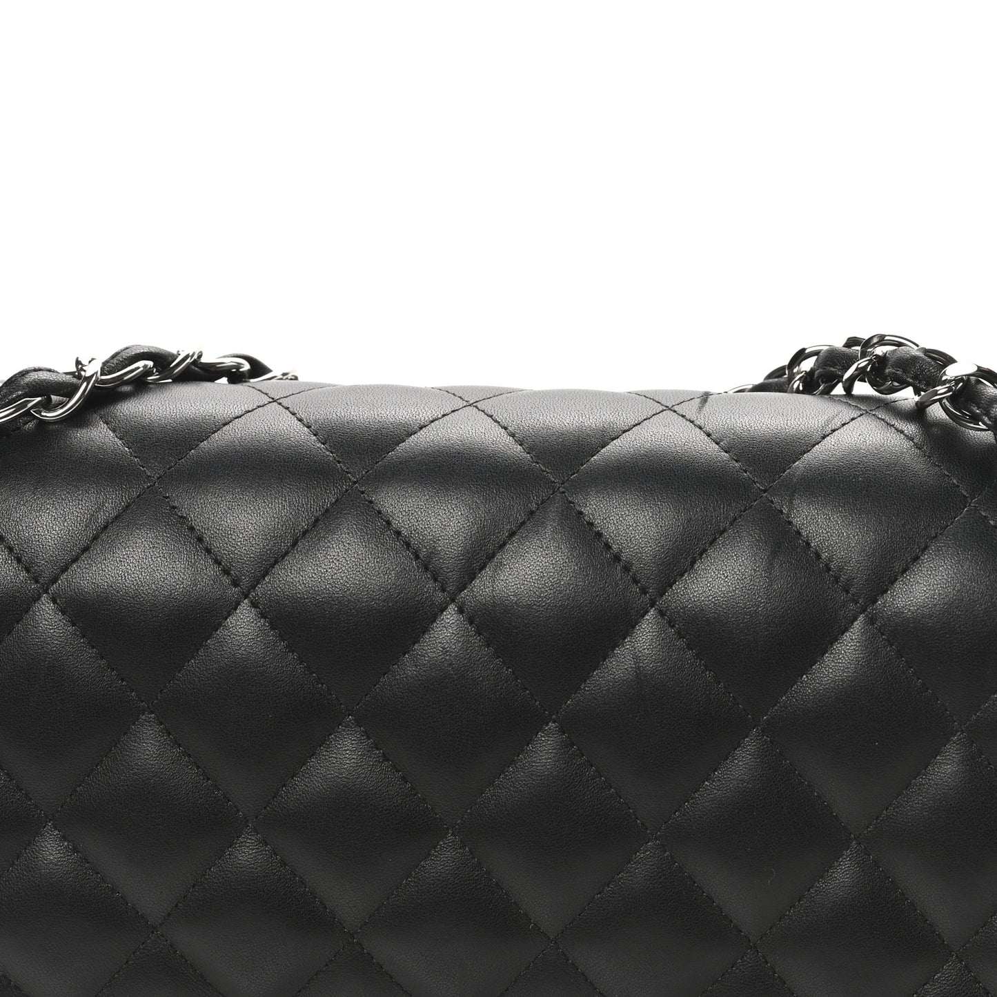 Lambskin Quilted Jumbo Double Flap Black