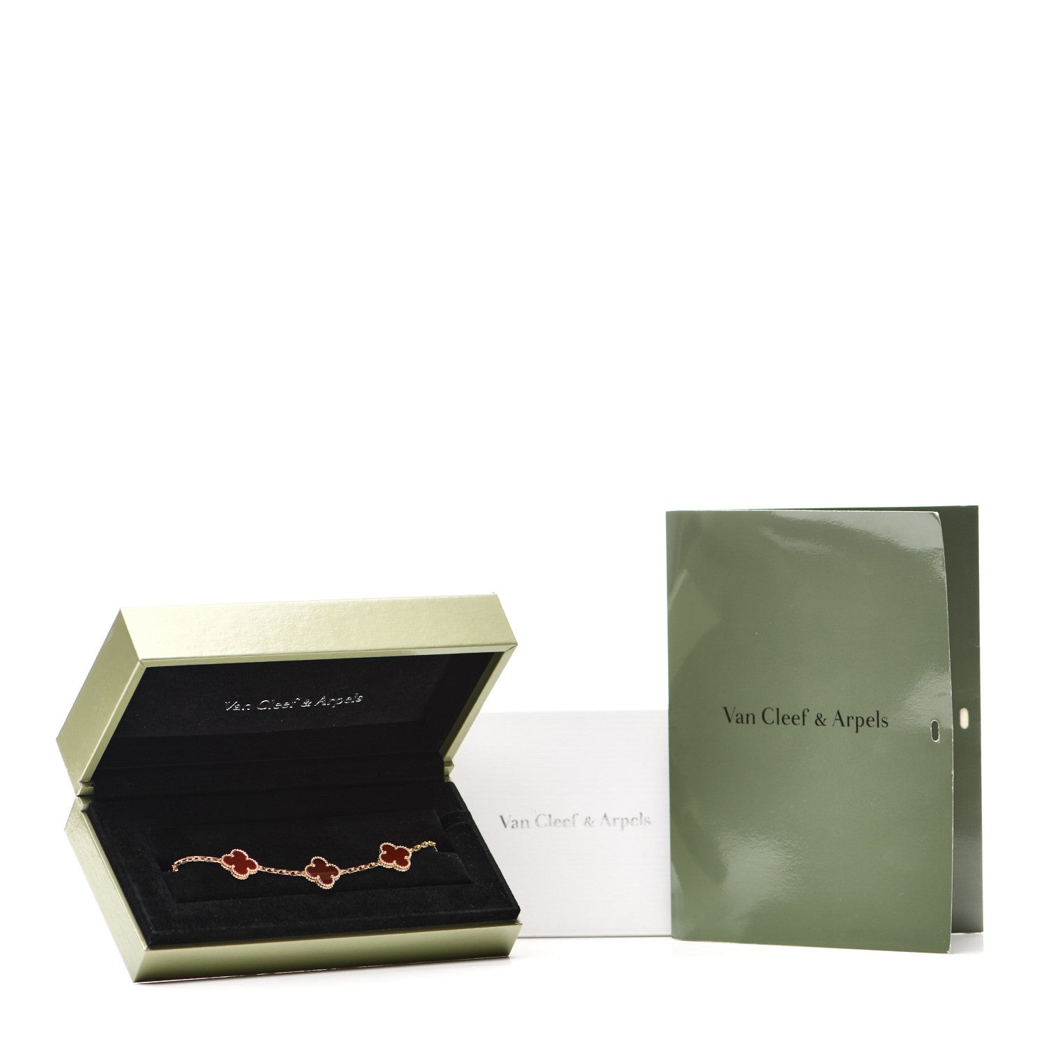 Van Cleef & Arpels 18K Yellow Gold Carnelian 5 Motifs Vintage Alhambra Bracelet 5 of 5