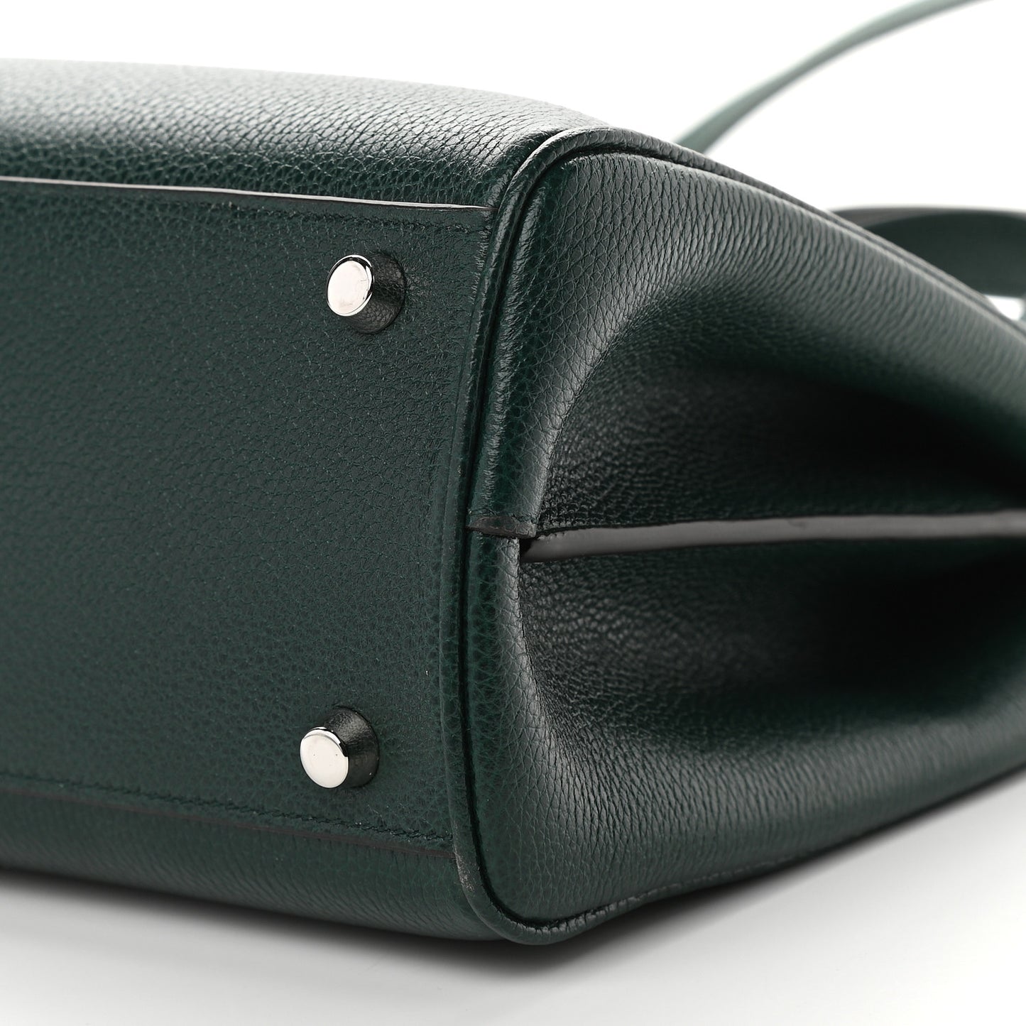 Grainy Calfskin Small Zumi Top Handle Bag Vintage Green