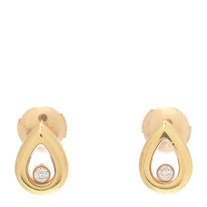 Chopard 18K Yellow Gold Diamond Happy Diamond Pear Earrings 1 of 5