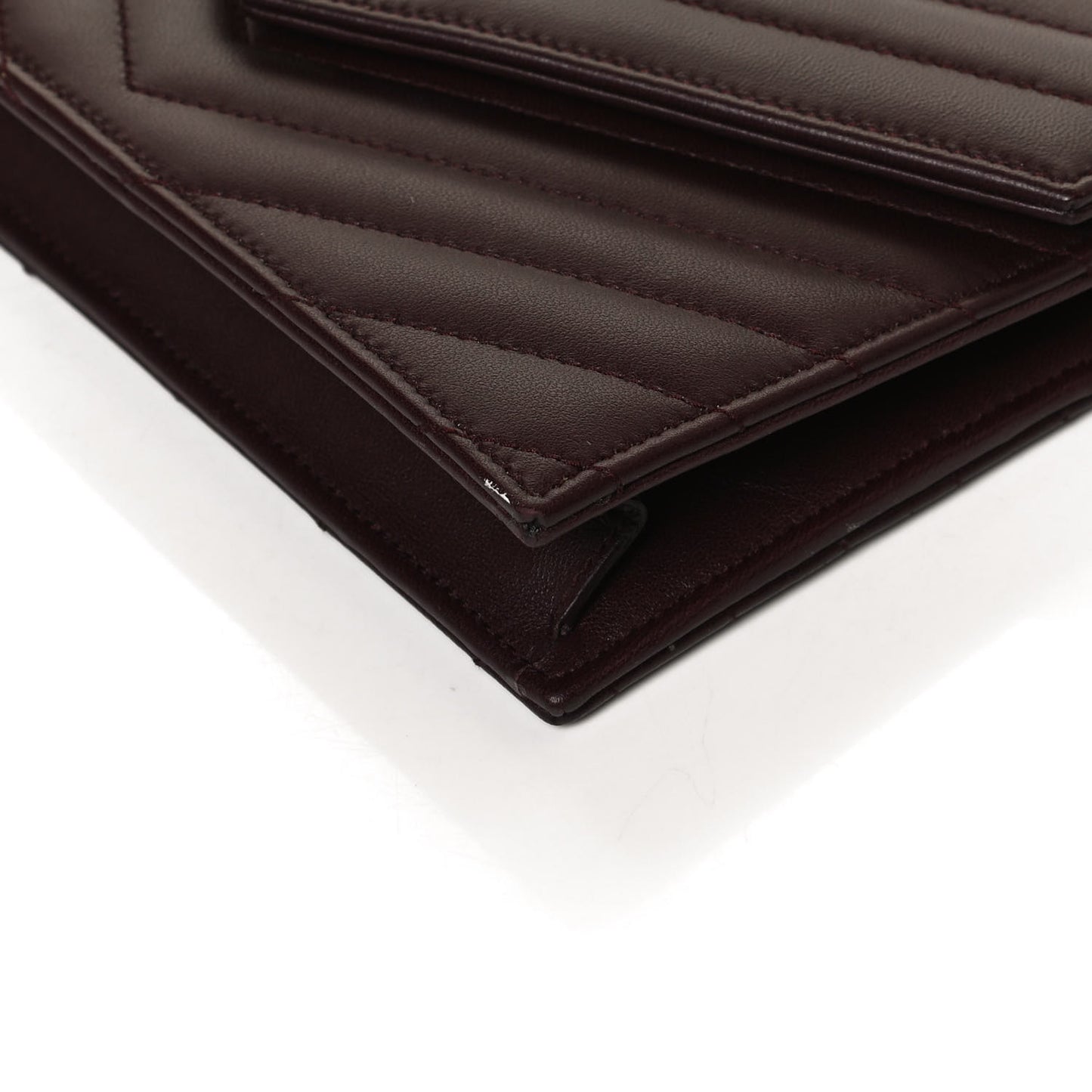Nappa Matelasse Chevron Monogram Chain Wallet Amaranto