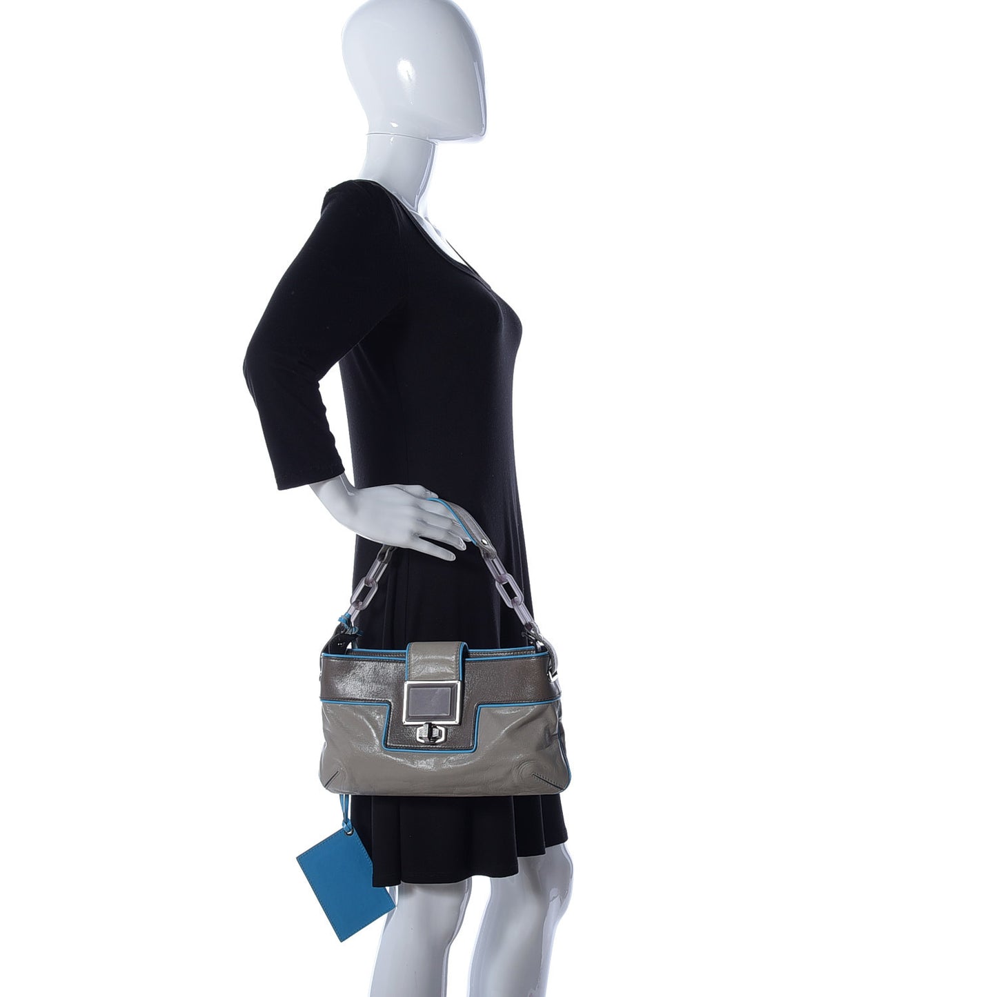 Chevre Silver Hardware Shoulder Bag