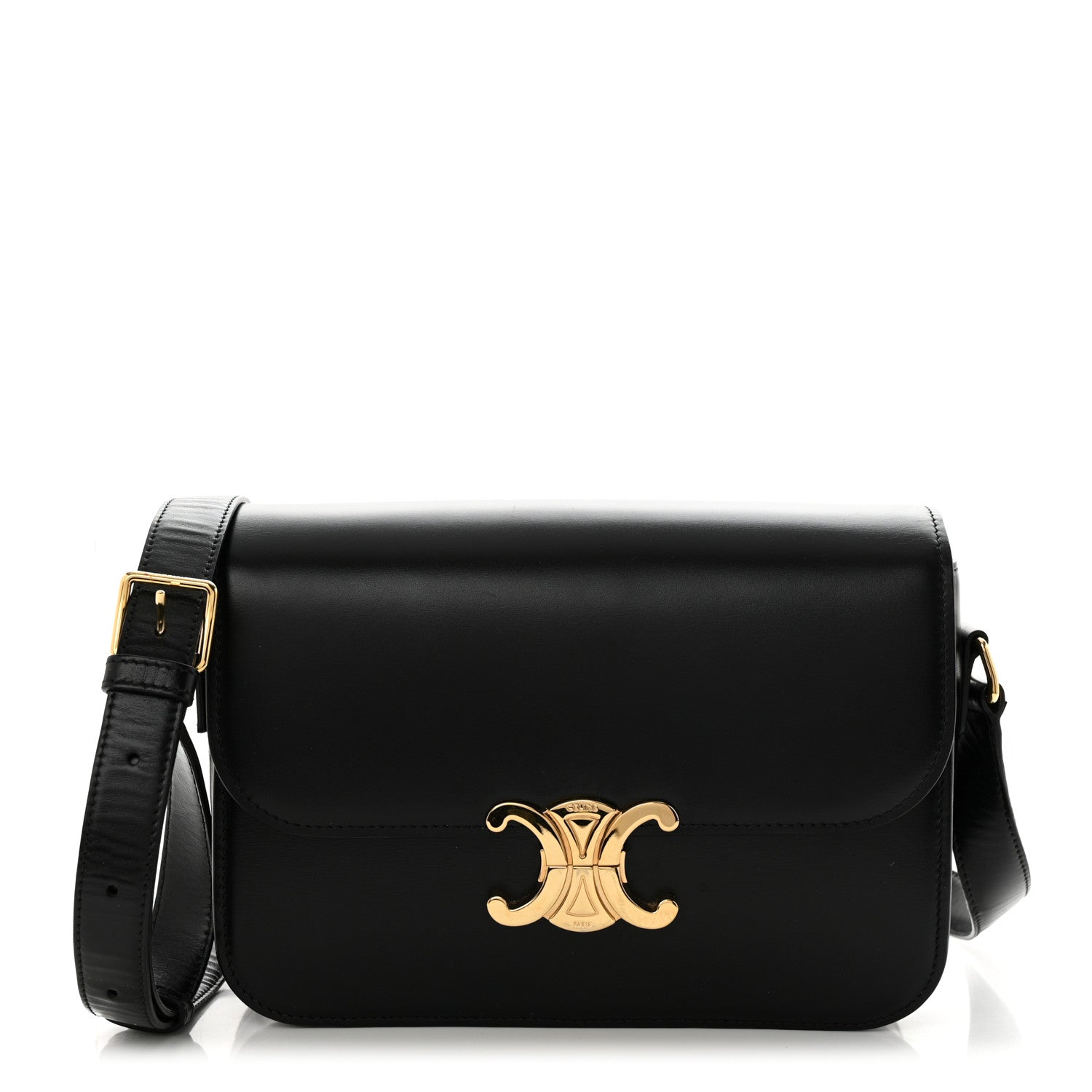 Celine Shiny Calfskin Medium Triomphe Black 1 of 16