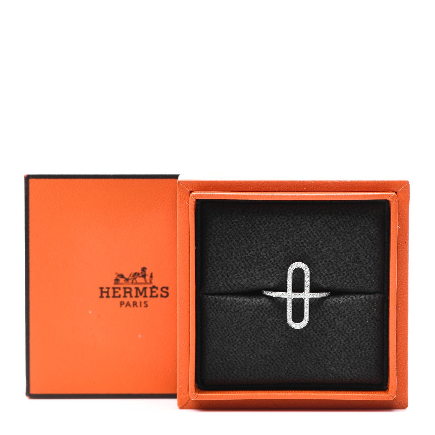 Hermes 18K White Gold Diamond Ever Chaine d'Ancre Ring 53 6.25 7 of 7
