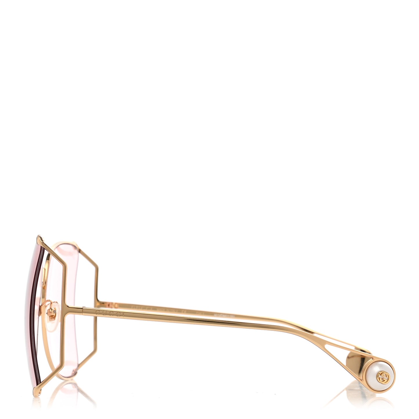 Metal Oversized Round Sunglasses GG0252S Gold Pink