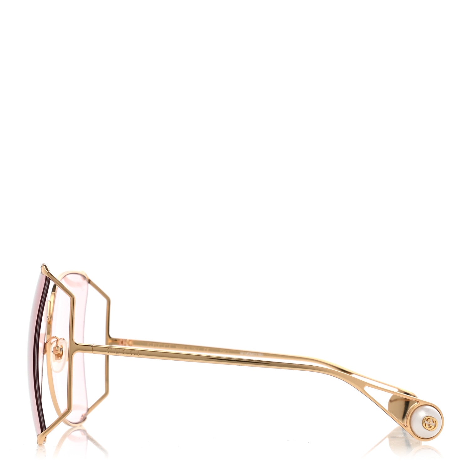 Gucci Metal Oversized Round Sunglasses GG0252S Gold Pink 3 of 7