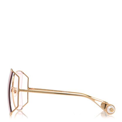 Gucci Metal Oversized Round Sunglasses GG0252S Gold Pink 3 of 7