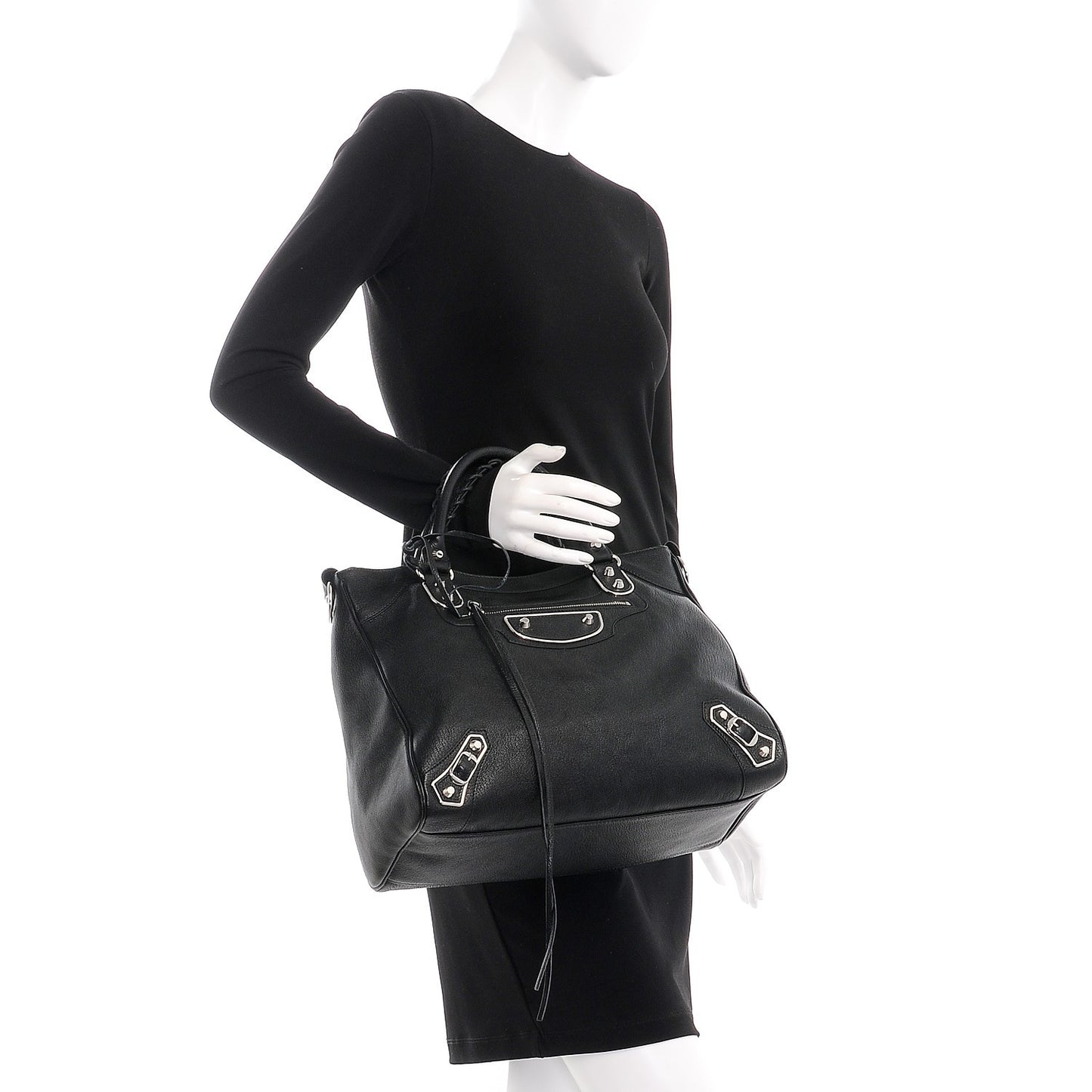 Chevre Silver Metallic Edge Hardware Velo Black