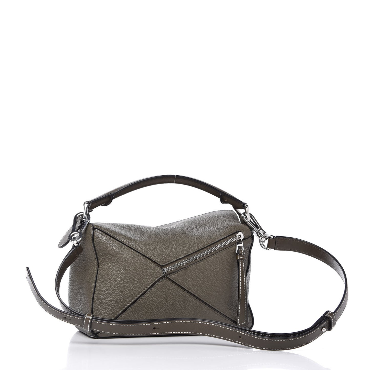 Calfskin Small Puzzle Bag Khaki Green