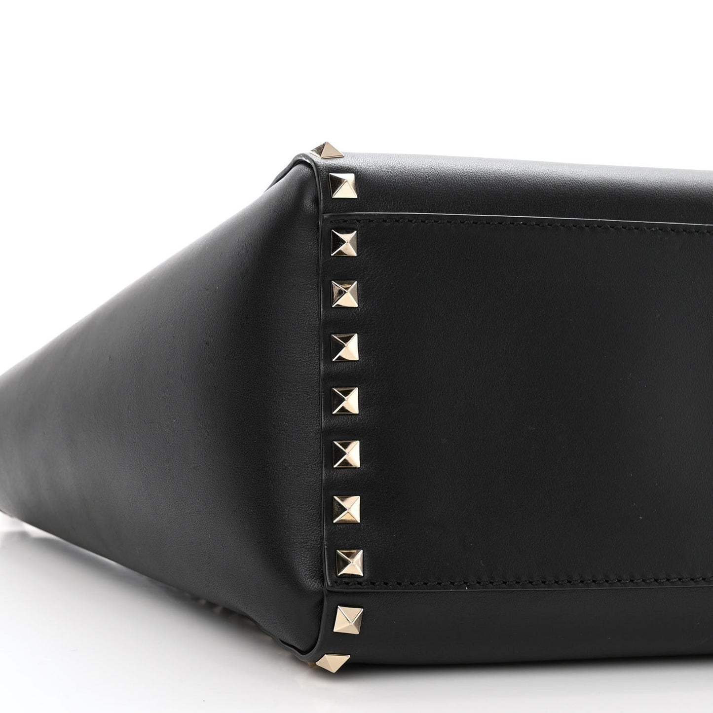 Vitello Small Rockstud Double Handle Tote Black