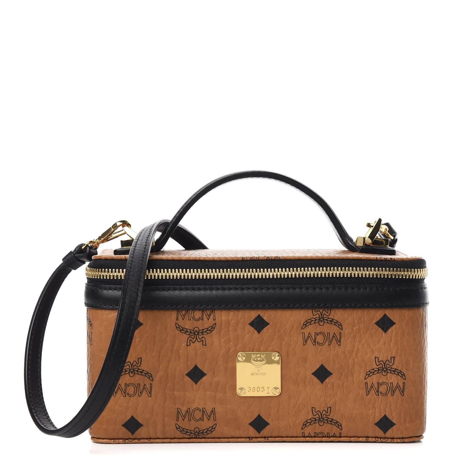 MCM Visetos Vanity Case Cognac Black 1 of 9