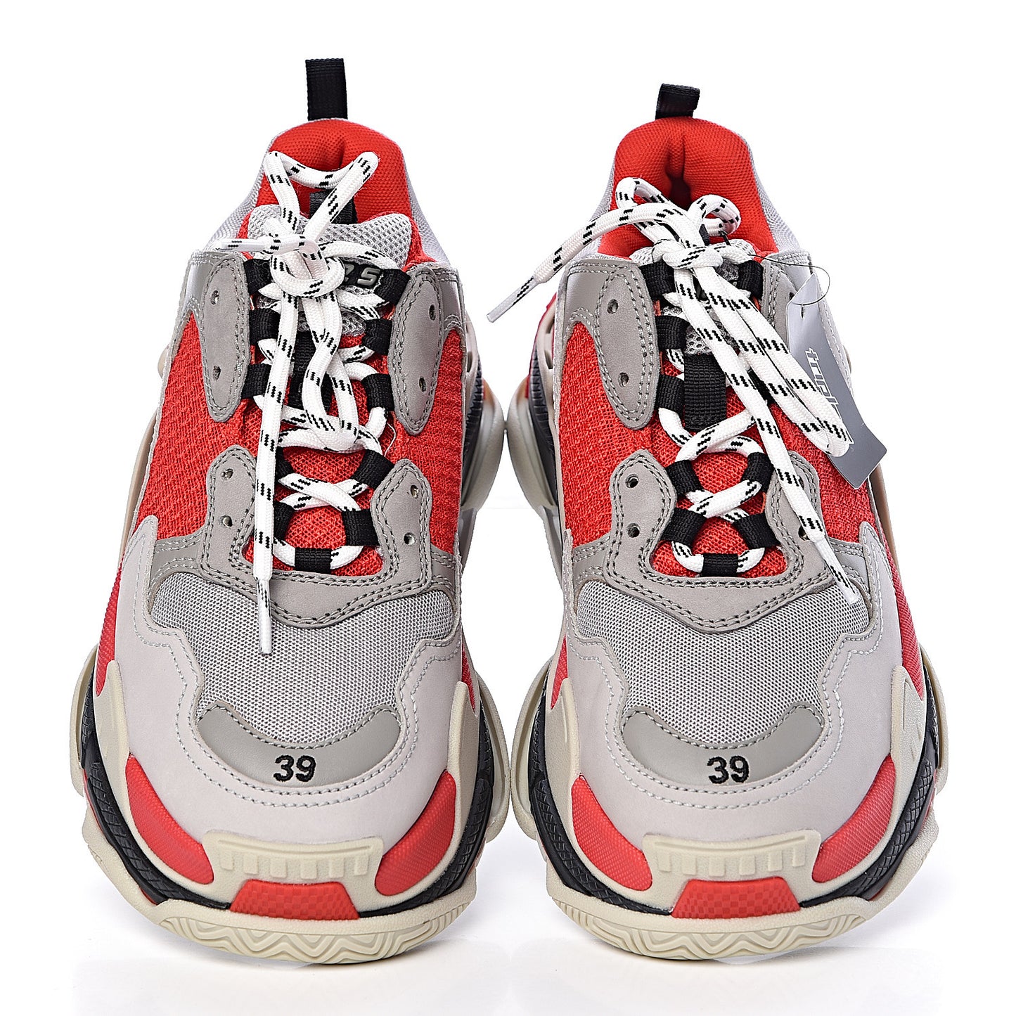Fabric Mesh Womens Triple S Sneakers 39 Red Grey White