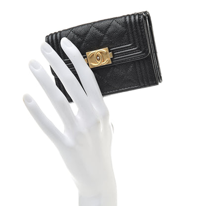 Chanel Caviar Quilted Small Boy Flap Wallet Black 2 of 9