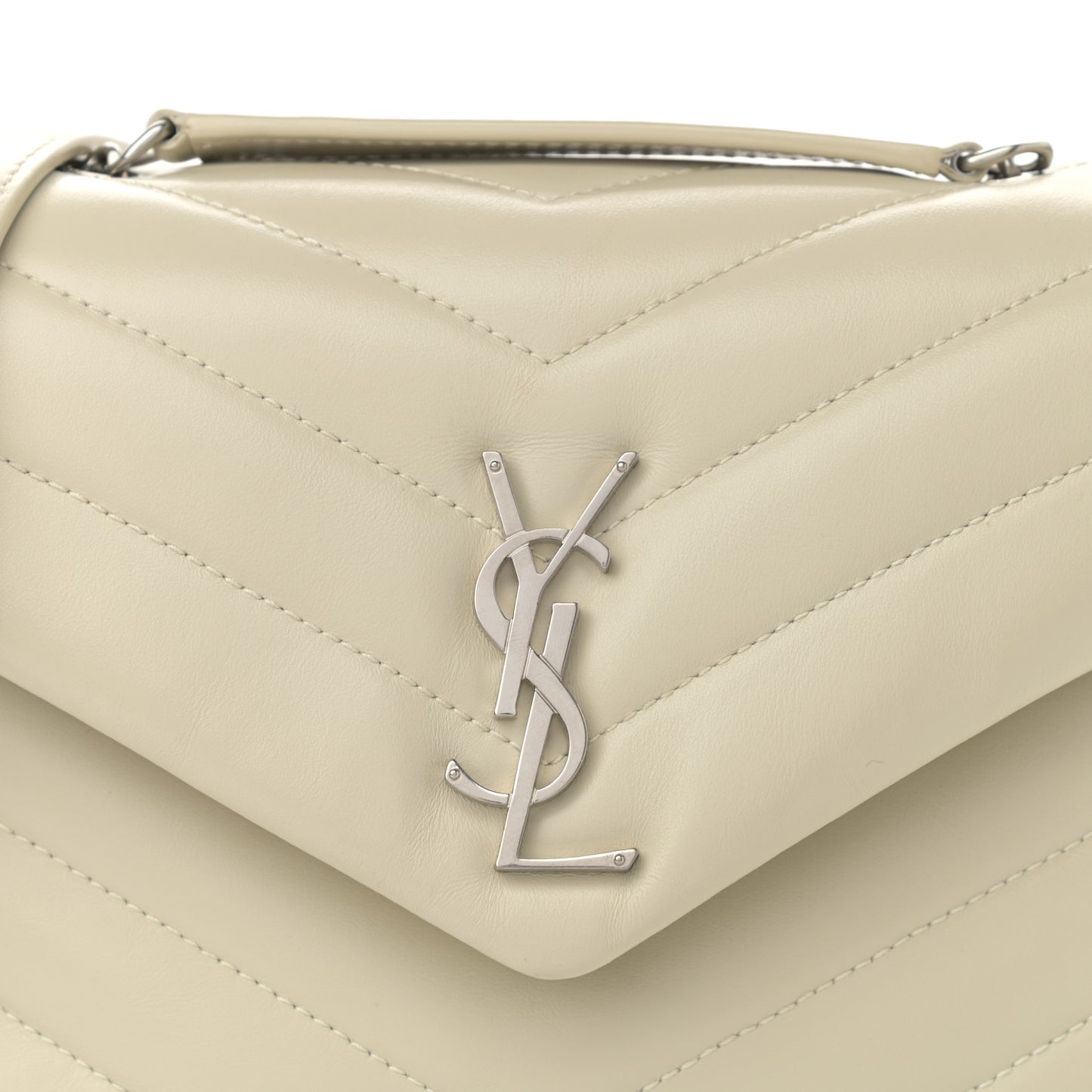 Calfskin Y Quilted Monogram Small Loulou Chain Satchel Ivory
