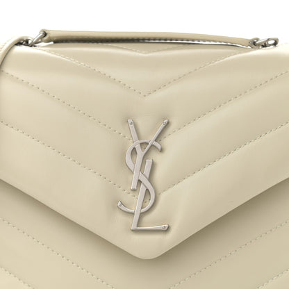 Saint Laurent Calfskin Y Quilted Monogram Small Loulou Chain Satchel Ivory 9 of 12