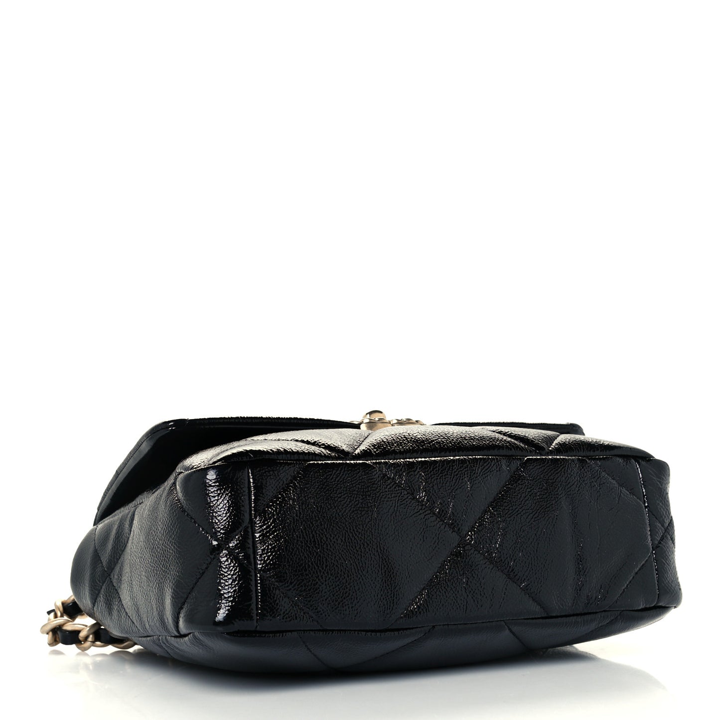 Shiny Crumpled Calfskin Quilted Medium Chanel 19 Flap Black