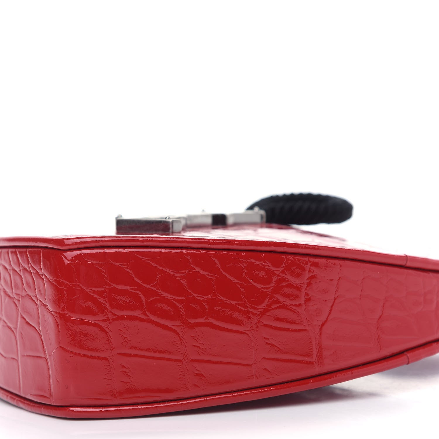 Saint Laurent Patent Crocodile Embossed Sac Coeur Heart Shaped Clutch Red 8 of 8