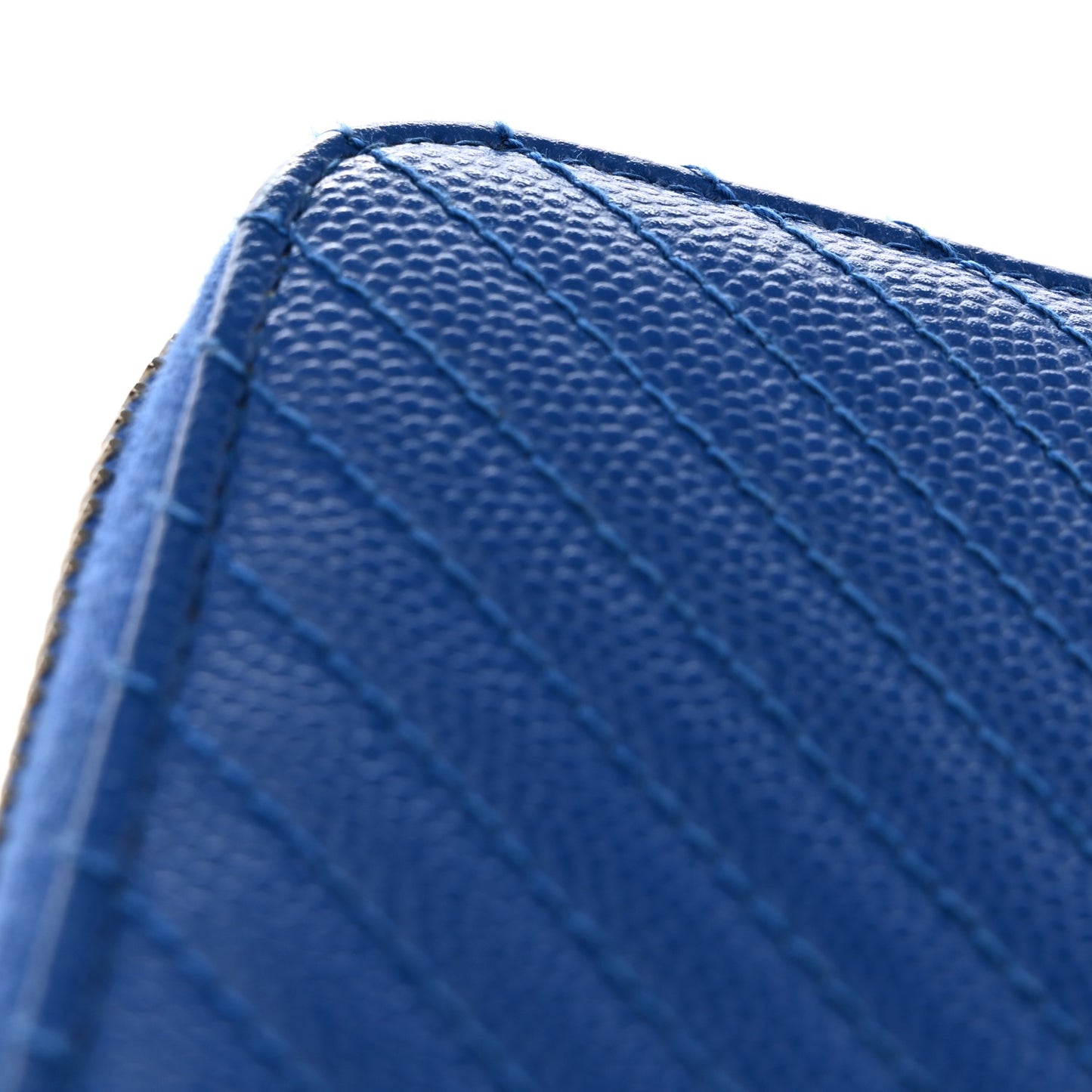 Caviar Chevron Quilted Large Gusset Zip Around Wallet Bright Blue