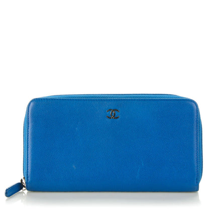 Chanel Caviar Sevruga Zip Around Wallet Blue 1 of 8