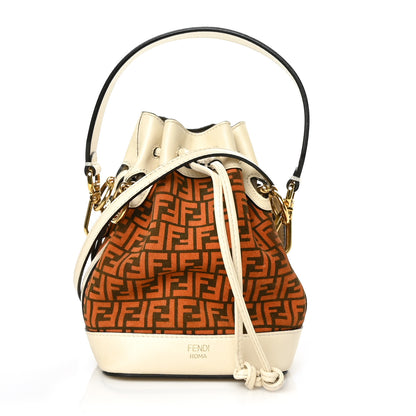 Fendi Suede Vitello King F is Fendi Micro FF Mini Mon Tresor Bucket Bag Arancio Marrone White Ice 1 of 7