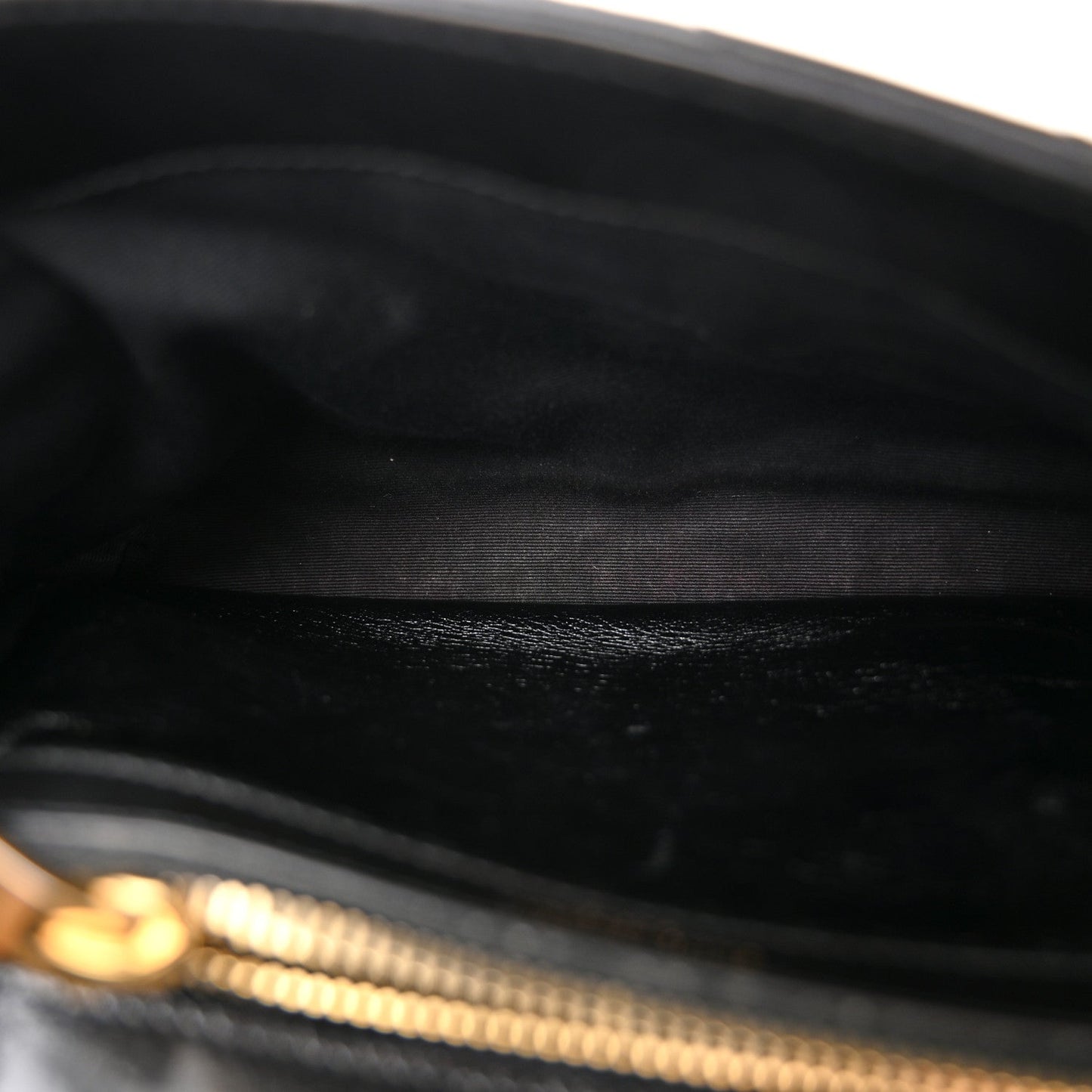 Cracked Shiny Calfskin Matelasse Chevron Monogram Medium College Bag Black