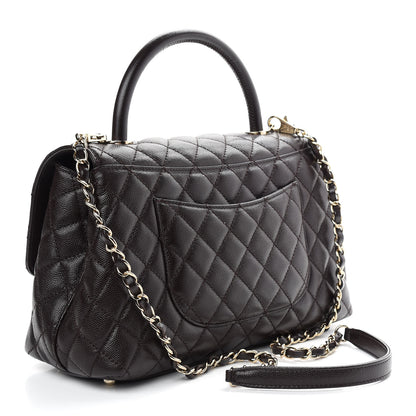 Chanel Caviar Quilted Small Coco Handle Flap Dark Brown 3 of 9