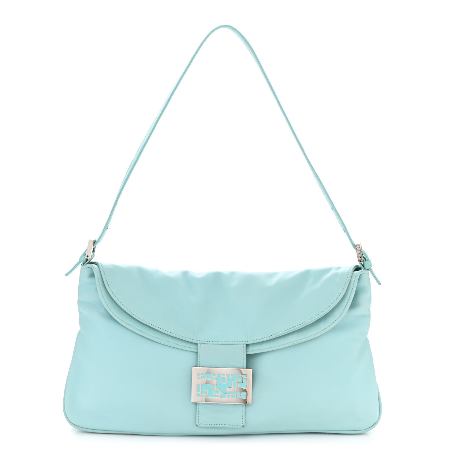Fendi Lambskin Mama Baguette Double Flap Light Blue 1 of 14