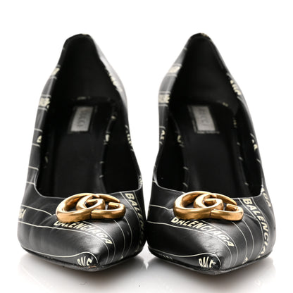Balenciaga X Gucci Calfskin Logo Print Knife 80mm Pumps 38.5 Black 3 of 11