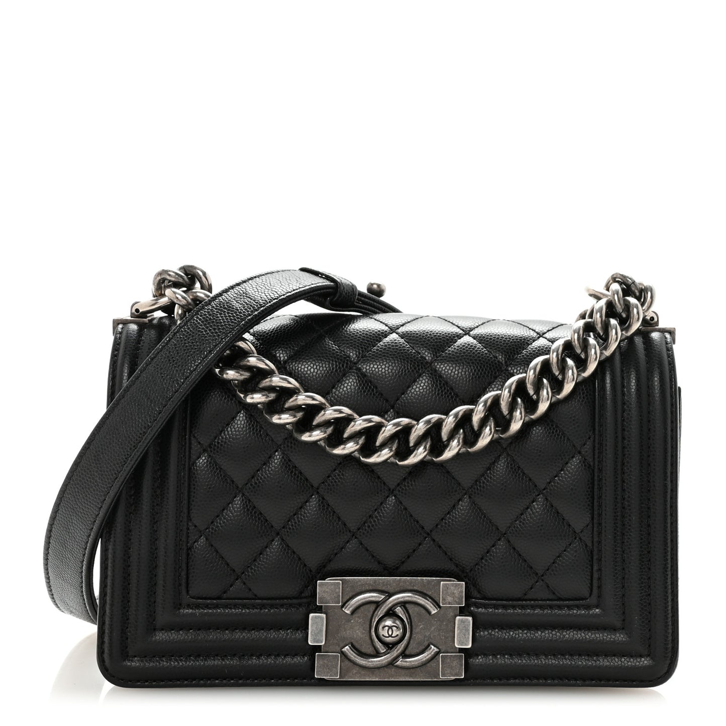 Caviar Quilted Small Boy Flap Black