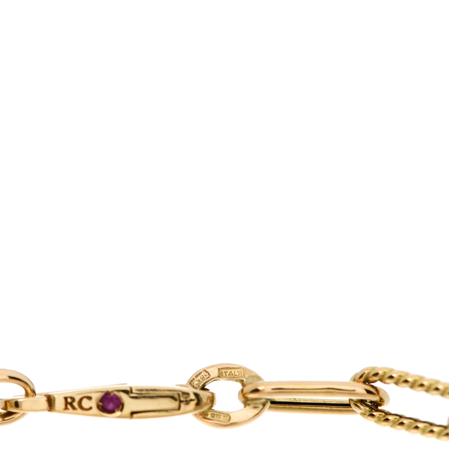 18K Yellow Gold Roped Paper Clip Link Bracelet