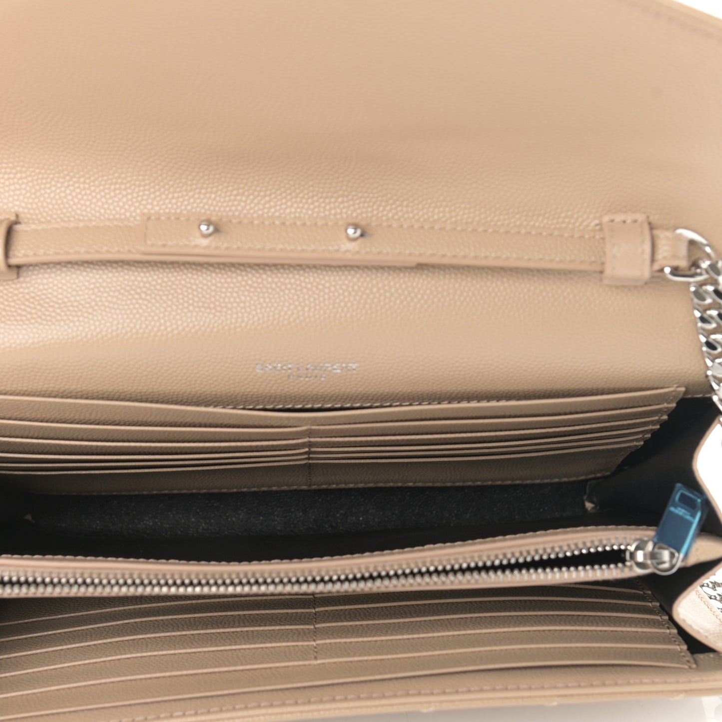 Grain De Poudre Matelasse Chevron Monogram Chain Wallet Nude Powder