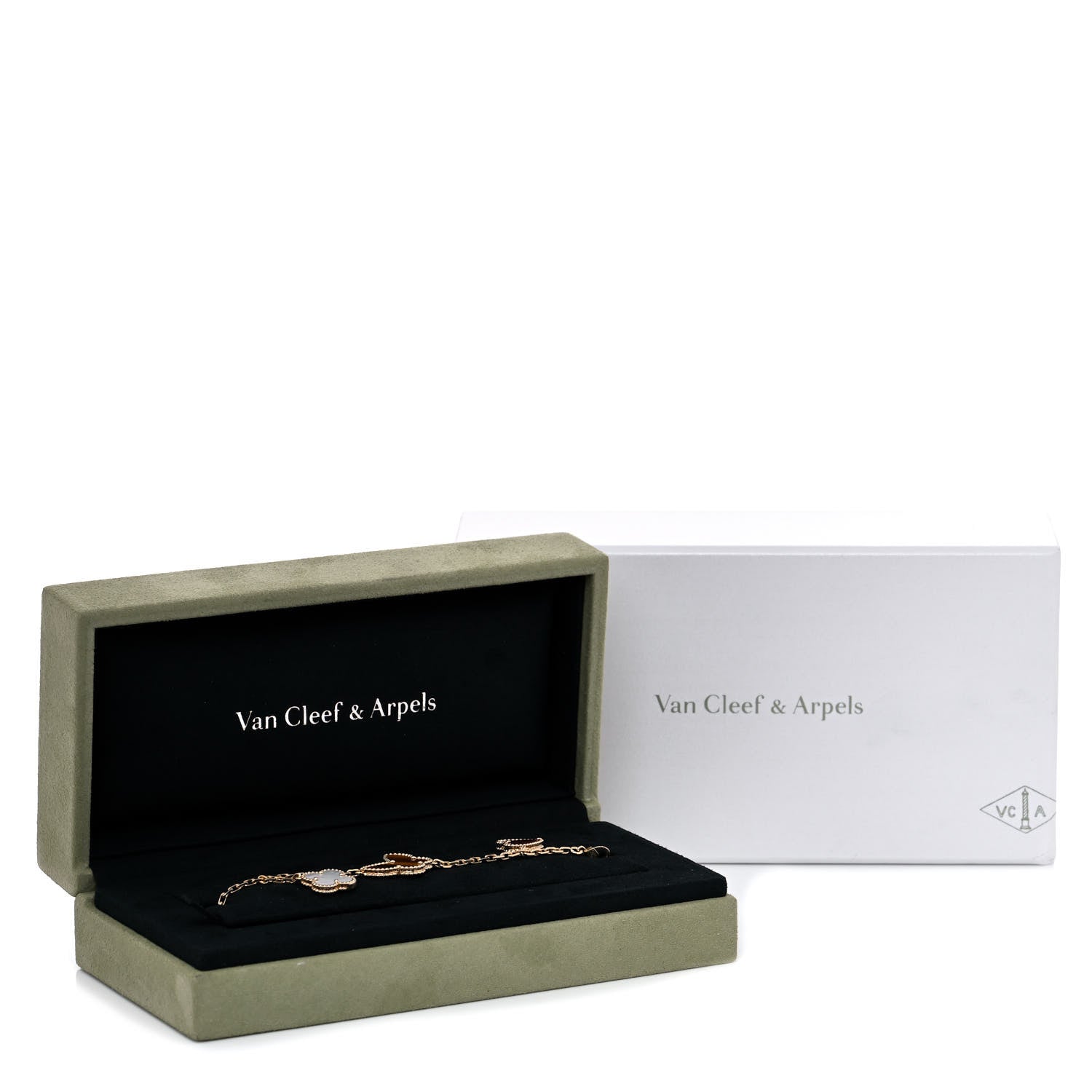 Van Cleef & Arpels 18K Yellow Gold Mother of Pearl Malachite Carnelian Tiger Eye 4 Motifs Lucky Alhambra Bracelet 7 of 7