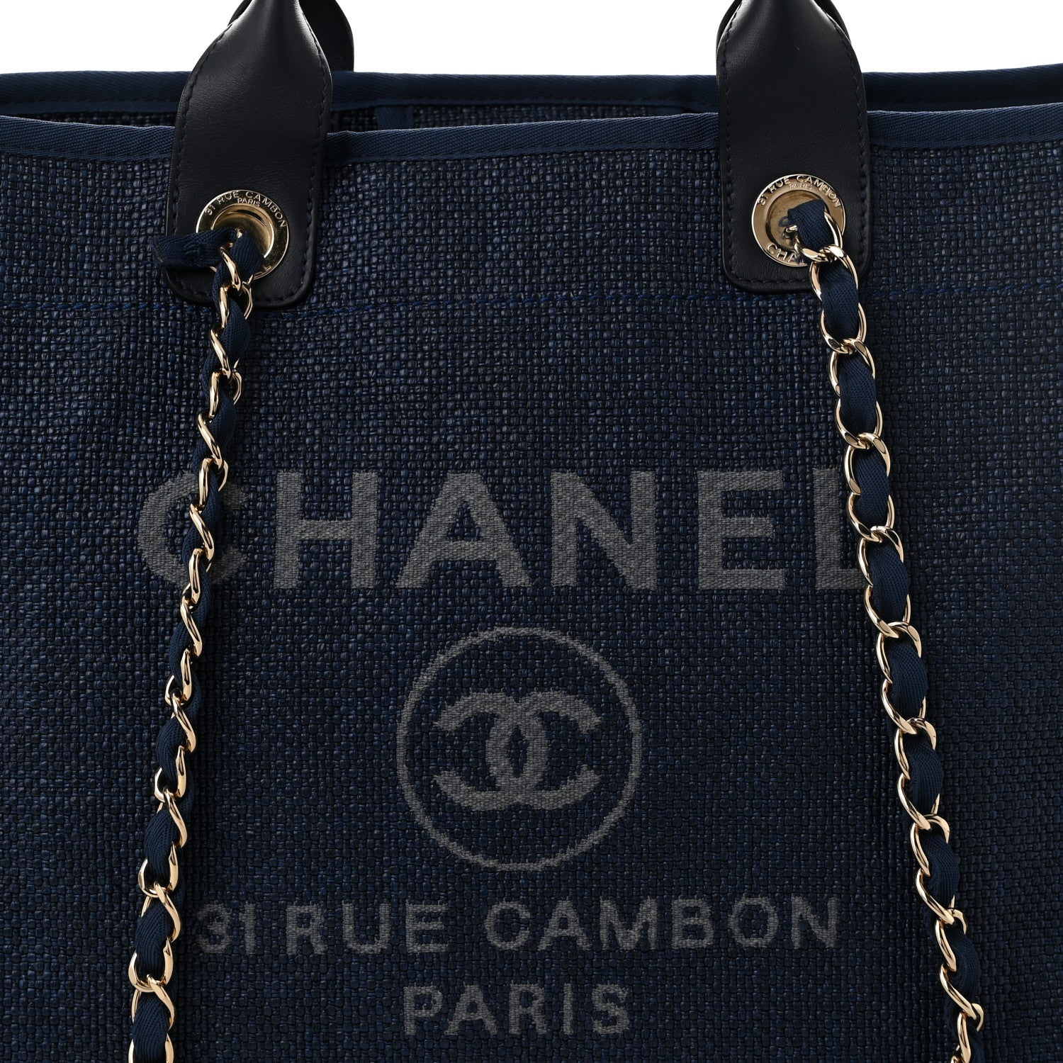 Chanel Woven Straw Raffia Medium Deauville Tote Navy 8 of 12