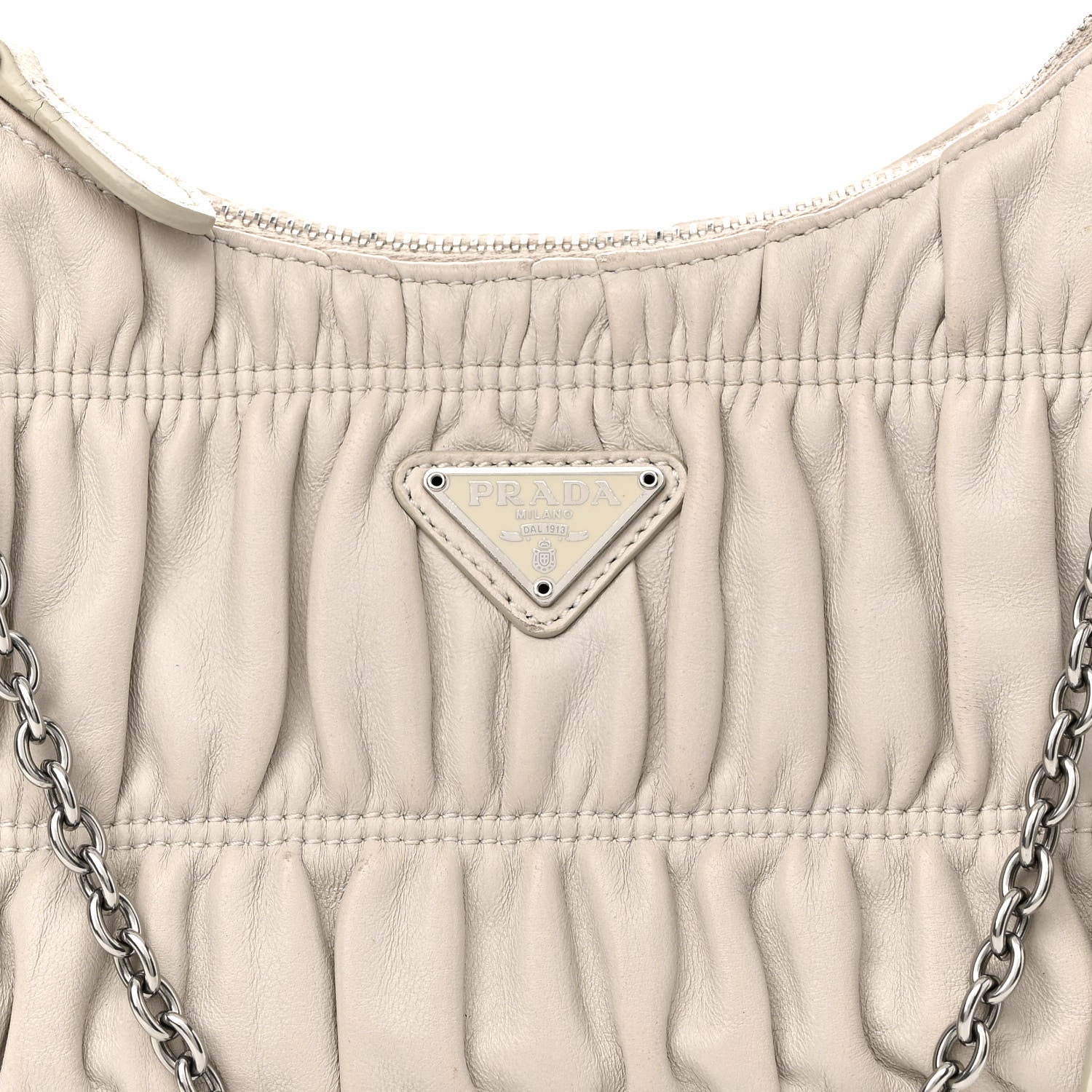 Prada Nappa Gaufre Re-Edition 2005 Shoulder Bag Talco 9 of 13