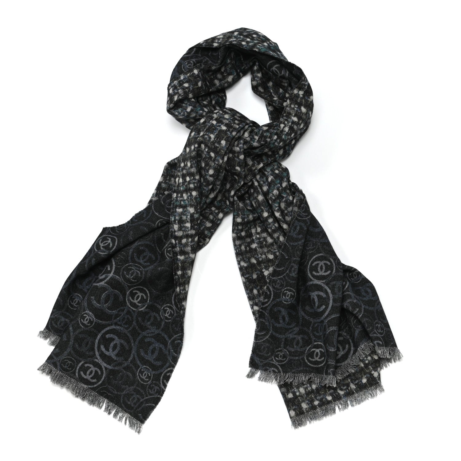 Chanel Cashmere CC Logo Scarf Grey 1 of 3