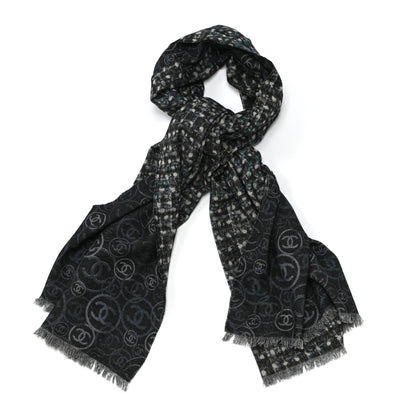 Chanel Cashmere CC Logo Scarf Grey 1 of 3